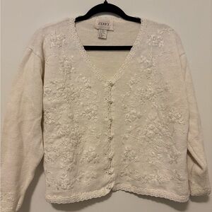 Elegant White Embroidered Sweater